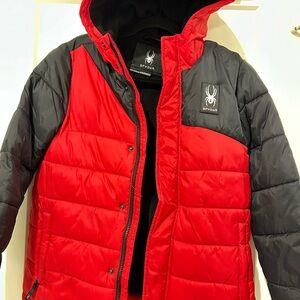 Spyder Kids Puffer Jacket in Red and Black